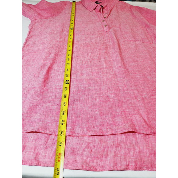 Jones NY Womens 1X 100% Linen Oversized Tunic Top Pink Beach Vacation Resort - Picture 9 of 10